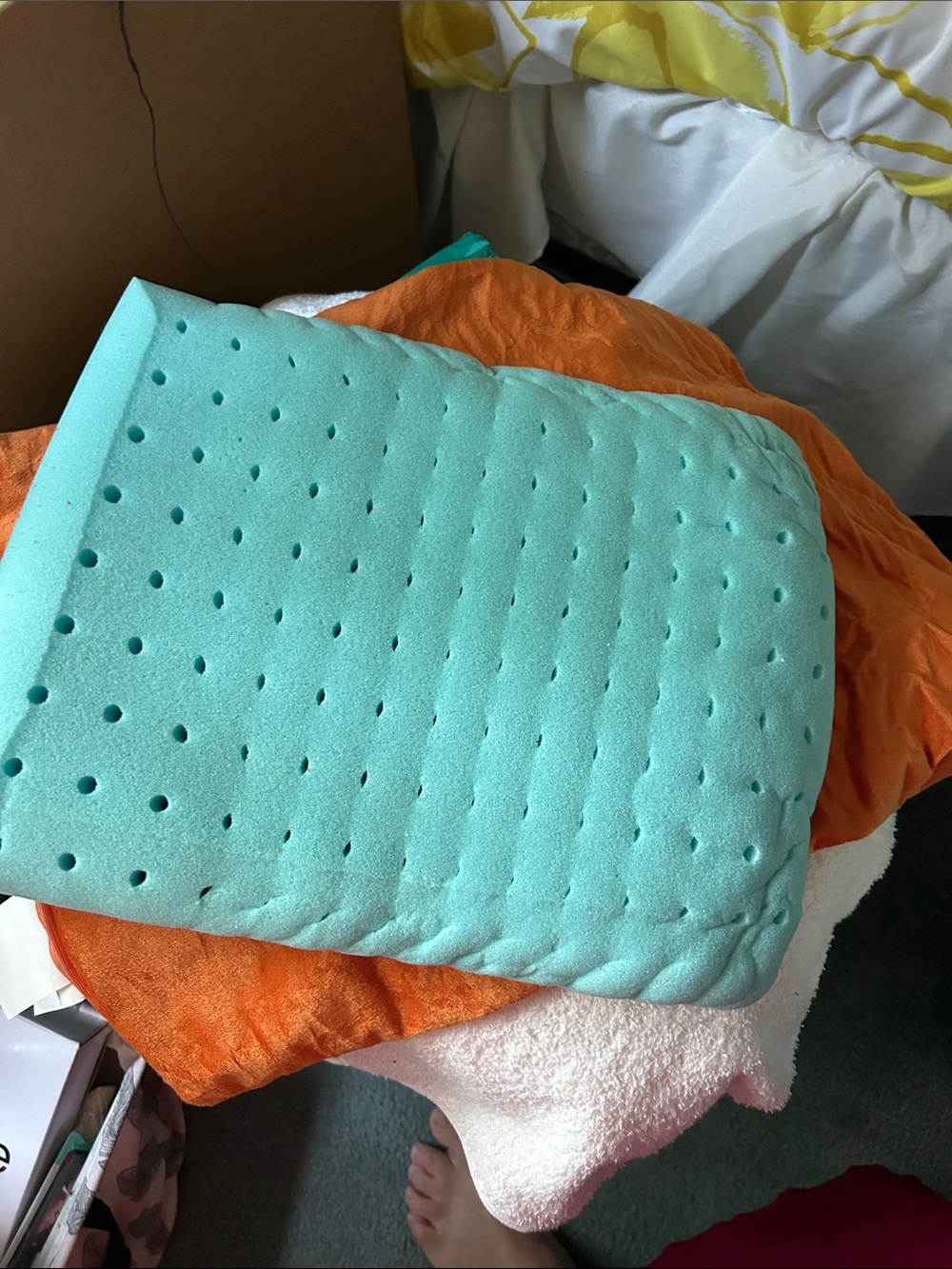 Cooling Memory Foam travel Pillow - Aqua Blue 14 inches by 11 inches